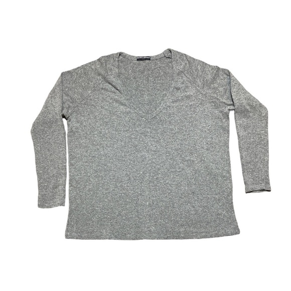 BRANDY Melville Grey Long Sleeve V Neck Womens OS - Picture 1 of 8